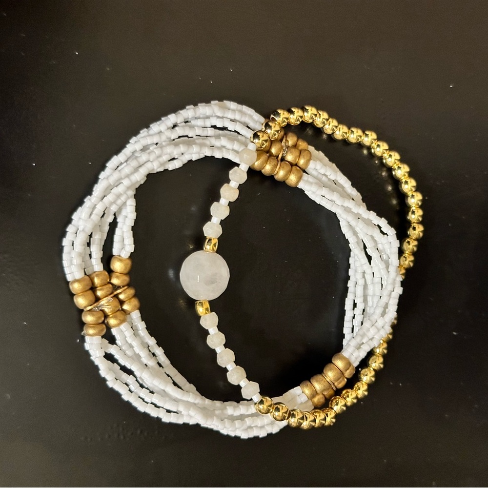 White and Gold Bracelets
